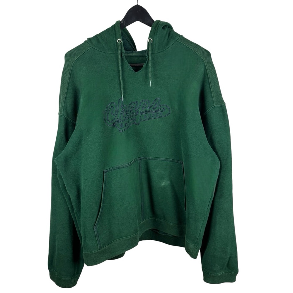 Vintage 90s Chaps Ralph Lauren Green Logo Pullover Hoodie Size XL